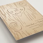 "Fall Carving" - Wedding Announcements in Woodgrain by Amanda Joy - Detail