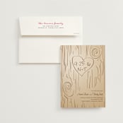 "Fall Carving" - Wedding Announcements in Woodgrain by Amanda Joy - Invitation with Envelope