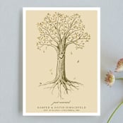 "Carved Tree" - Wedding Announcements in Warm Beige by pottsdesign - Front