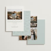 "Pearls on a String" - Wedding Announcements in Blue Cloud by Annie Clark - Back of Card Options