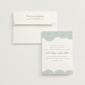 "Pearls on a String" - Wedding Announcements in Blue Cloud by Annie Clark - Invitation with Envelope
