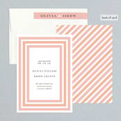 "Float + Sweetie Stripe" - Wedding Announcements in Peach Coral by Float Paperie - Assembled