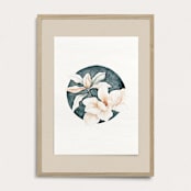 "Magnolia Grandiflora Blue watercolor" - Limited Edition Fine Art Print in blue by Angele Kamp