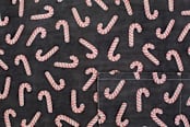 "Assorted Candy Canes" - Apron in Black by Hooray Creative - Fabric