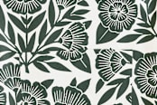 "Block Print Floral" - Apron in Dark Teal by Katharine Watson - Fabric Detail