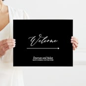 "Villa" - Large Signs in Ink by Chryssi Tsoupanarias - With Person for Scale