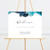 "Modern Tide Pools" - Large Signs in Turquoise by Erin Deegan - Front