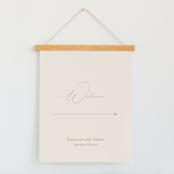 "Scripted Names" - Large Signs in Ecru by Hooray Creative - With Hanging Bar (sold separately)