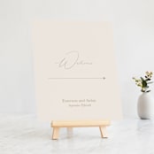 "Scripted Names" - Large Signs in Ecru by Hooray Creative - On Small Tabletop Easel (sold separately)