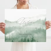 "Over the mountains" - Large Signs in Fern by Helen Halik - With Person for Scale