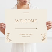 "Floral Type Arch" - Large Signs in Cream by Baumbirdy - With Person for Scale