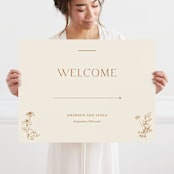"Floral Type Arch" - Large Signs in Cream by Baumbirdy - With Person for Scale