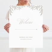 "Romantic Wreath" - Large Signs in Chantilly by Wildfield Paper Co - With Person for Scale