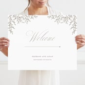 "Romantic Wreath" - Large Signs in Chantilly by Wildfield Paper Co - With Person for Scale
