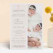 "Stacked Blessing" - Baptism and Christening Invitations in Cream by Oma N. Ramkhelawan - Front