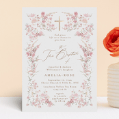 "Meadow" - Baptism and Christening Invitations in Powder by Phrosné Barwood - Front
