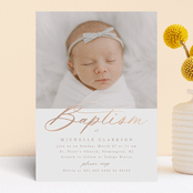 "Luxe script" - Baptism and Christening Invitations in Toffee by Creo Study - Front