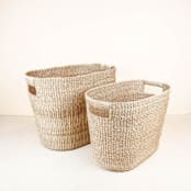 "Natural Rounded Oval Basket, set of 2" - Decorative Baskets in natural by LIKHA