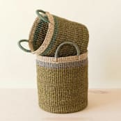 "Olive Cylinder Basket with handles, nested set of 2" - Decorative Baskets in green by LIKHA