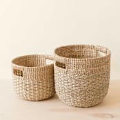 "Natural + Grey Round Bottom Basket, nested set of 2" - Decorative Baskets in gray by LIKHA