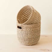 "Natural + Grey Round Bottom Basket, nested set of 2" - Decorative Baskets in gray by LIKHA