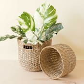 "Natural + Grey Round Bottom Basket, nested set of 2" - Decorative Baskets in gray by LIKHA