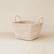 "Natural Tapered Square Tabletop Basket with Handles" - Decorative Baskets in natural by LIKHA