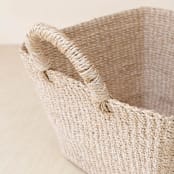 "Natural Tapered Square Tabletop Basket with Handles" - Decorative Baskets in natural by LIKHA
