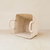 "Natural Tapered Square Tabletop Basket with Handles" - Decorative Baskets in natural by LIKHA