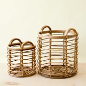 "Rattan Cylinder Basket, nested set of 2" - Decorative Baskets in natural by LIKHA