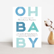 "Oh baby blue" - Baby Shower Invitations in Aquamarine by Jennifer Wick - Front