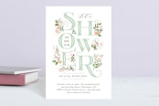 "Cascading Shower" - Baby Shower Invitations in Sage by Jennifer Wick - Front