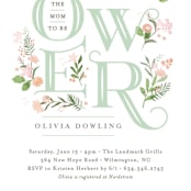 "Cascading Shower" - Baby Shower Invitations in Sage by Jennifer Wick - Detail