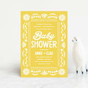 "Pretty Picado" - Baby Shower Invitations in Marigold by Jessie Steury - Front