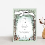 "Victorian Forest Scene" - Baby Shower Invitations in Mint by Becky Nimoy - Front