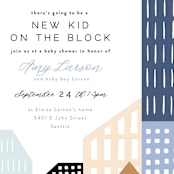 "Modern new kid on the block" - Baby Shower Invitations in Sky by Alethea and Ruth - Detail
