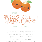 "Two Little Cute" - Baby Shower Invitations in Pumpkin by Itsy Belle Studio - Detail