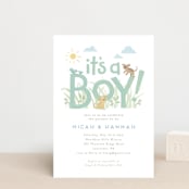 "Little pups" - Baby Shower Invitations in Mint by Jennifer Wick - Front