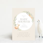 "Woodland" - Baby Shower Invitations in Greige by Itsy Belle Studio - Front