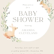 "Woodland" - Baby Shower Invitations in Greige by Itsy Belle Studio - Detail