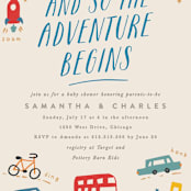 "Adventure Begins" - Baby Shower Invitations in Blue Jay by Creo Study - Detail