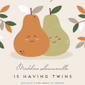 "Sweet Pair" - Baby Shower Invitations in Clay by Erica Krystek - Detail