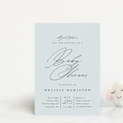 "Simply Elegant" - Baby Shower Invitations in Dusty Blue by Amy Payne - Front