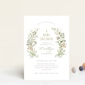"Summer Wildflowers" - Baby Shower Invitations in Blush by Jennifer Wick - Front