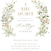 "Summer Wildflowers" - Baby Shower Invitations in Blush by Jennifer Wick - Detail