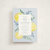 "Lemons" - Baby Shower Invitations in Pale Blue by Megan Cash - Front