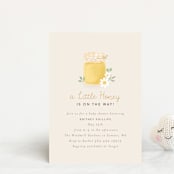 "Little Honey" - Baby Shower Invitations in Greige by Itsy Belle Studio - Front