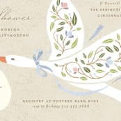 "Blooming Stork" - Baby Shower Invitations in Cornflower by Susan Zinader - Detail