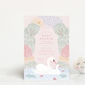 "Swan Song" - Baby Shower Invitations in Sherbet by Carolyn Kach - Front