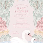 "Swan Song" - Baby Shower Invitations in Sherbet by Carolyn Kach - Detail